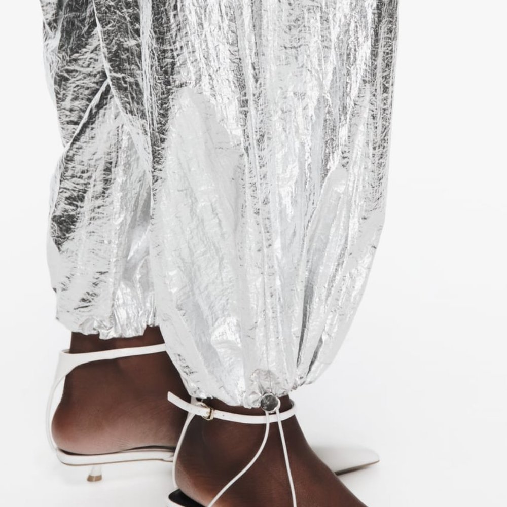ZARA WIDE LEG METALLIC PANTS - Picture 5 of 8